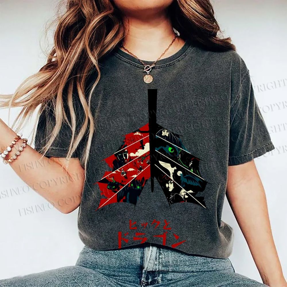 Unisex How to Train Your Dragon Printed Washed Tee