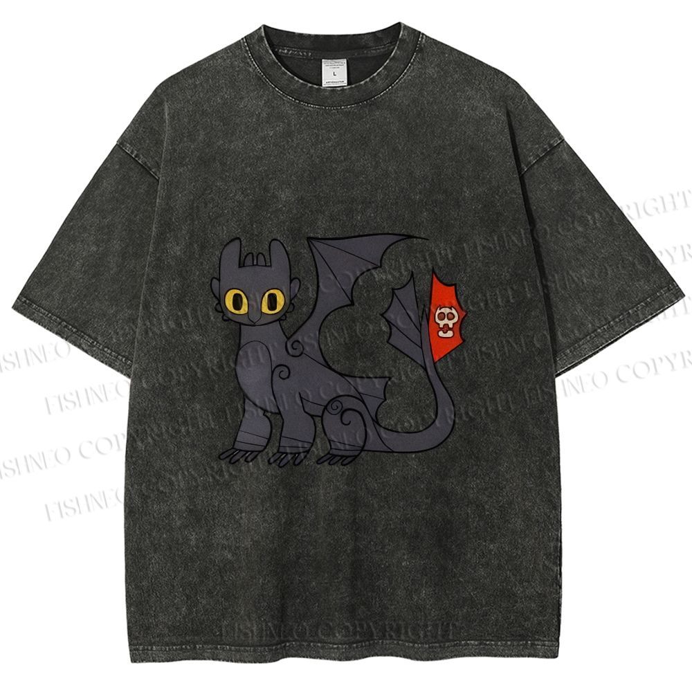 Unisex How to Train Your Dragon Toothless Printed Washed Tee