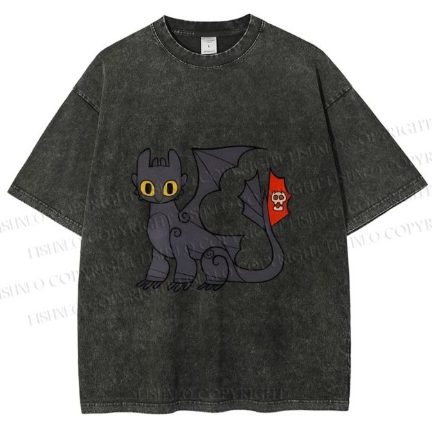 Unisex How to Train Your Dragon Toothless Printed Washed Tee