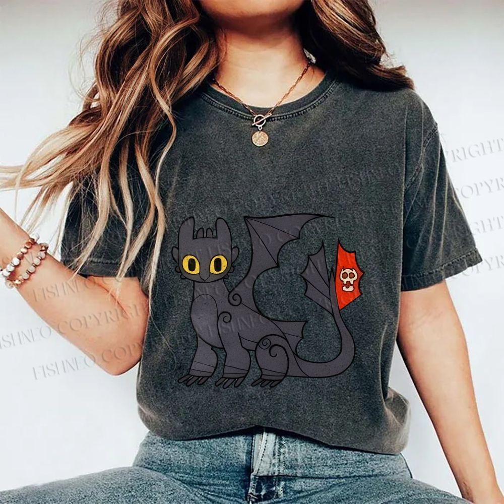 Unisex How to Train Your Dragon Toothless Printed Washed Tee
