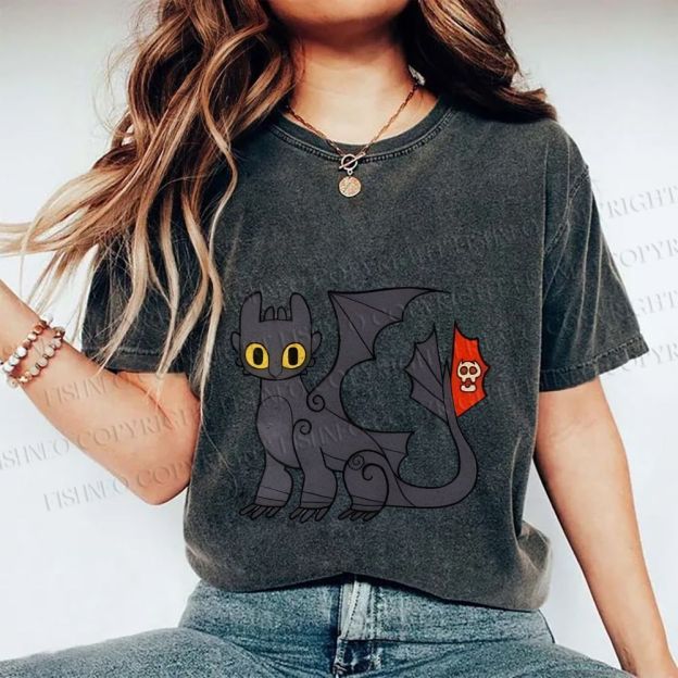 Unisex How to Train Your Dragon Toothless Printed Washed Tee