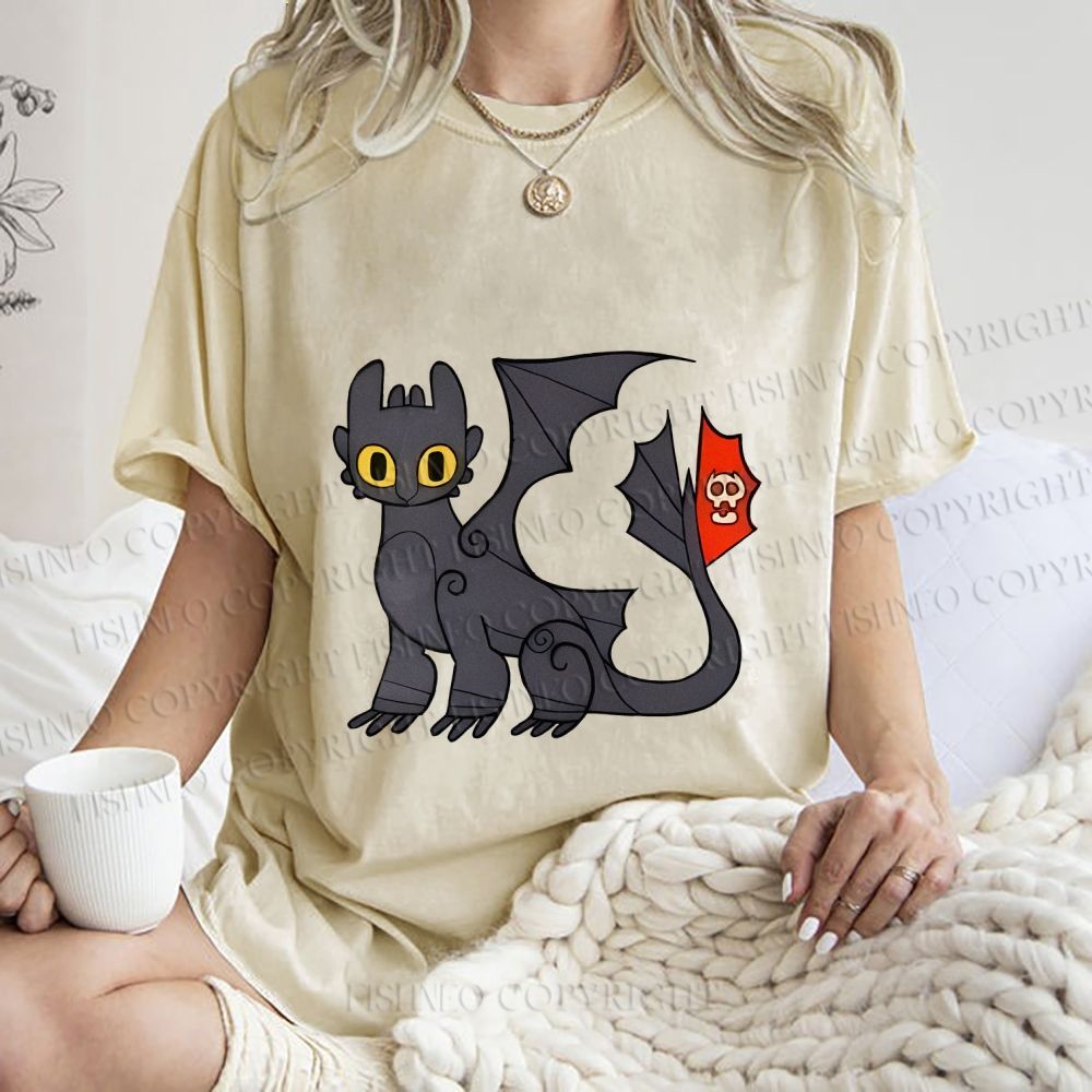 Unisex How to Train Your Dragon Toothless Printed Washed Tee