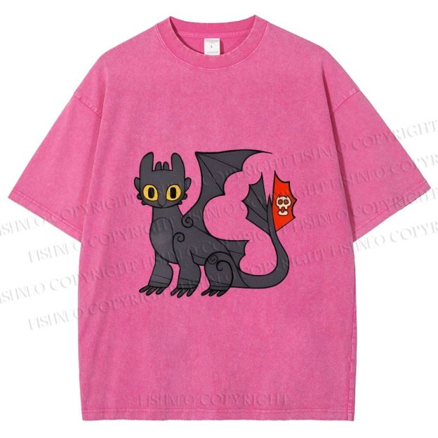 Unisex How to Train Your Dragon Toothless Printed Washed Tee