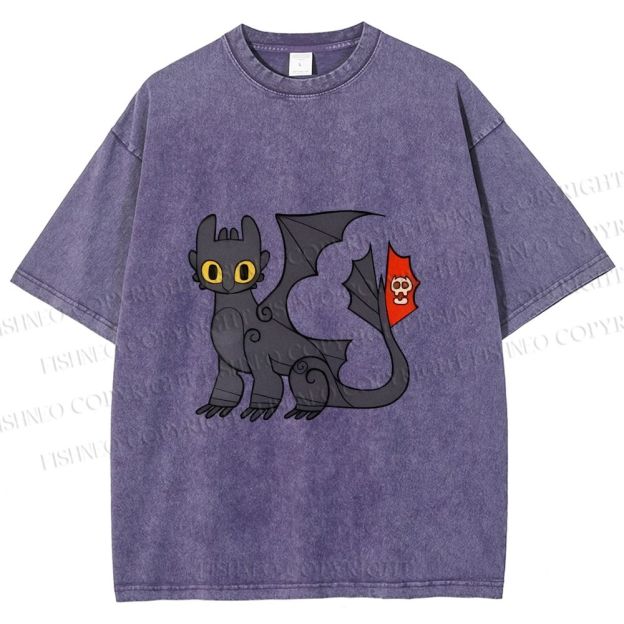 Unisex How to Train Your Dragon Toothless Printed Washed Tee