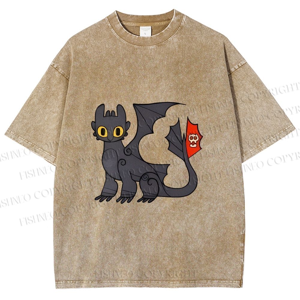 Unisex How to Train Your Dragon Toothless Printed Washed Tee