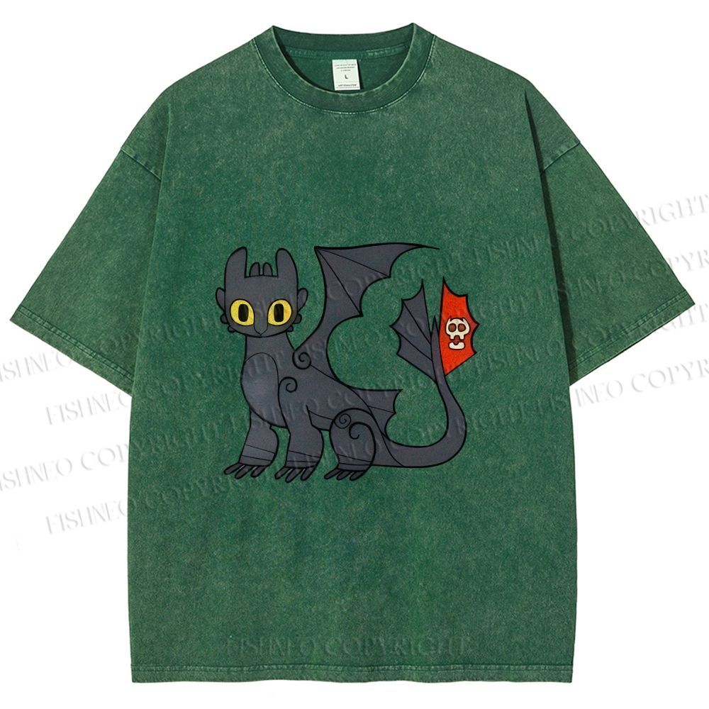 Unisex How to Train Your Dragon Toothless Printed Washed Tee
