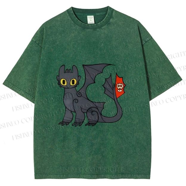 Unisex How to Train Your Dragon Toothless Printed Washed Tee