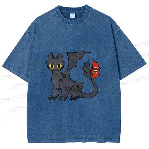 Unisex How to Train Your Dragon Toothless Printed Washed Tee