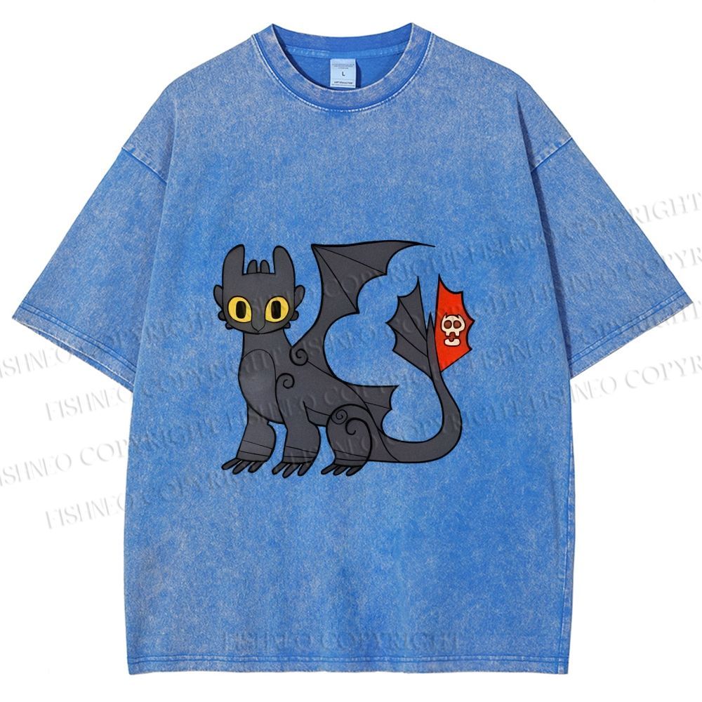 Unisex How to Train Your Dragon Toothless Printed Washed Tee