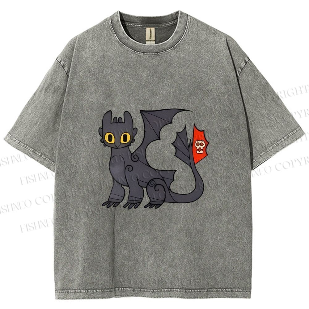 Unisex How to Train Your Dragon Toothless Printed Washed Tee