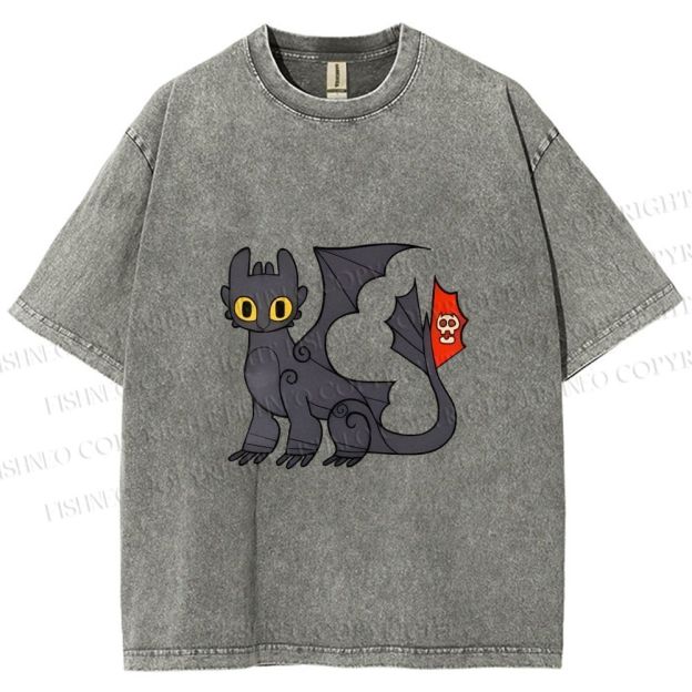 Unisex How to Train Your Dragon Toothless Printed Washed Tee
