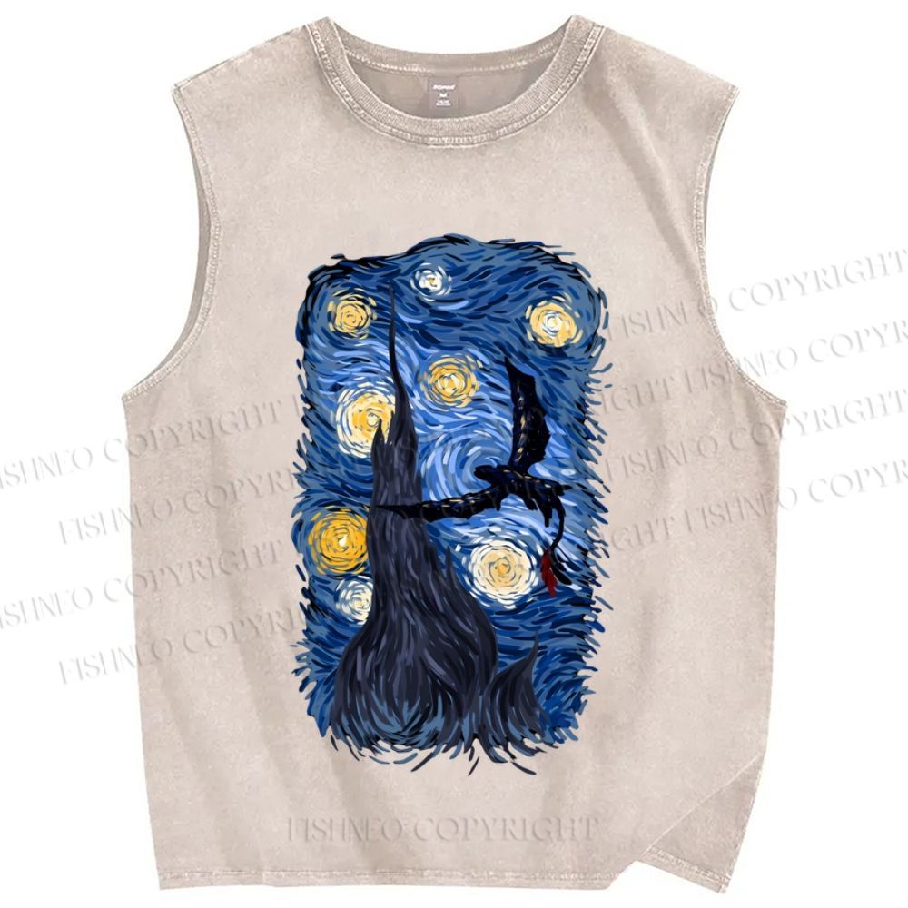 Unisex How to Train Your Dragon Van Gogh Printed Washed Tank Top