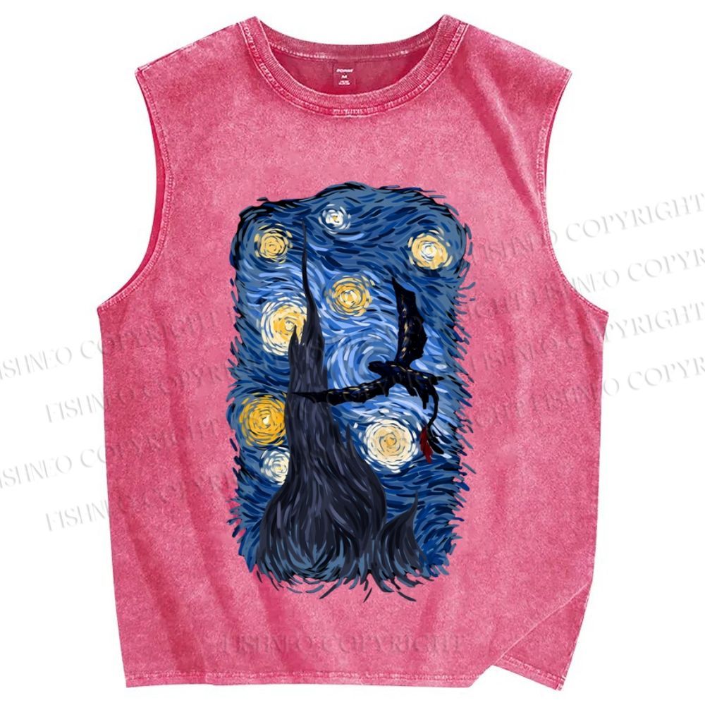 Unisex How to Train Your Dragon Van Gogh Printed Washed Tank Top