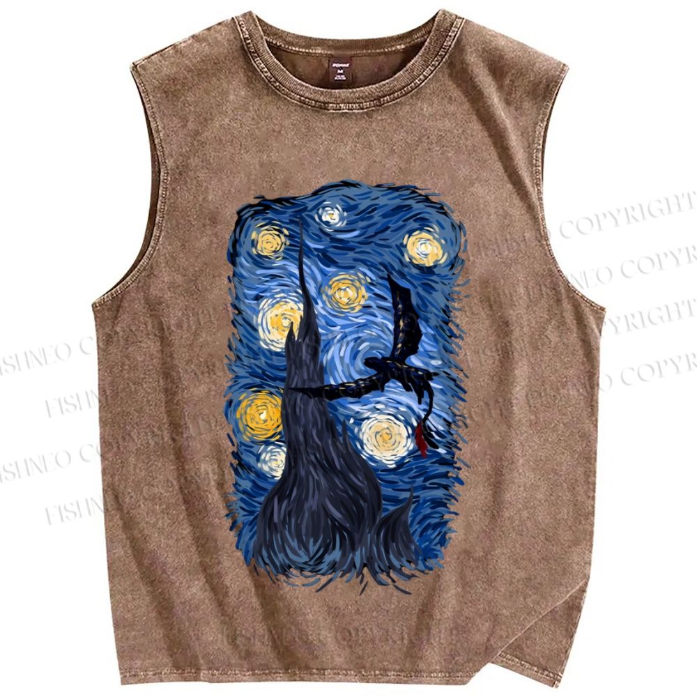 Unisex How to Train Your Dragon Van Gogh Printed Washed Tank Top