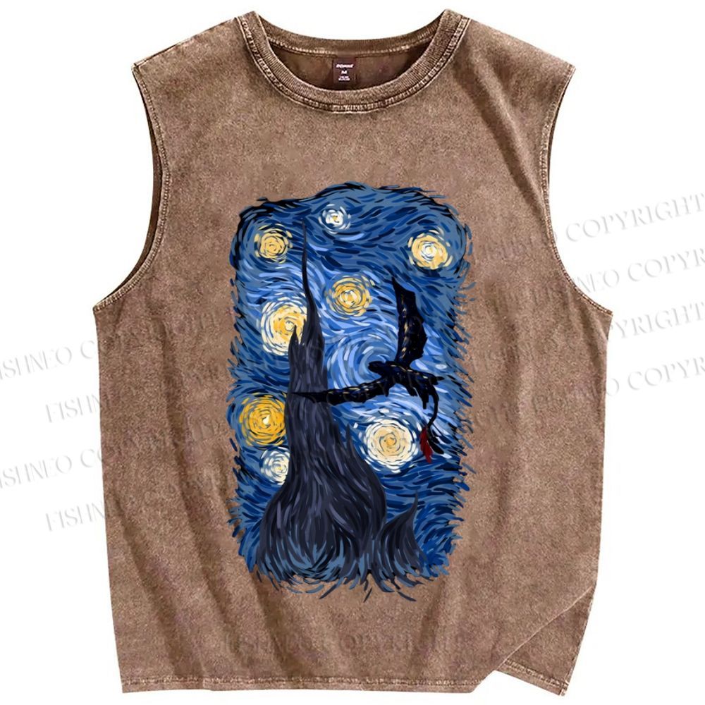Unisex How to Train Your Dragon Van Gogh Printed Washed Tank Top