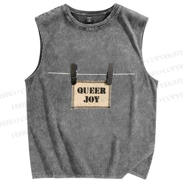 Unisex Pride Queer Joy Printed Washed Tank Top