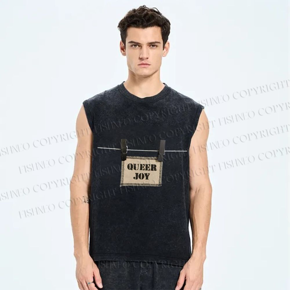 Unisex Pride Queer Joy Printed Washed Tank Top