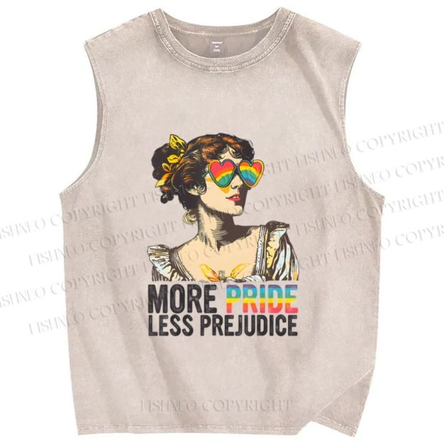 Unisex More Pride Less Prejudice Printed Washed Tank Top