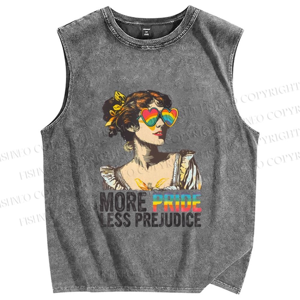 Unisex More Pride Less Prejudice Printed Washed Tank Top