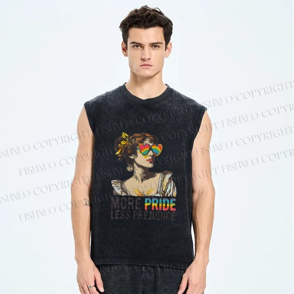 Unisex More Pride Less Prejudice Printed Washed Tank Top