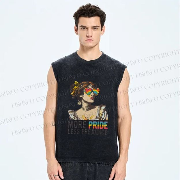 Unisex More Pride Less Prejudice Printed Washed Tank Top