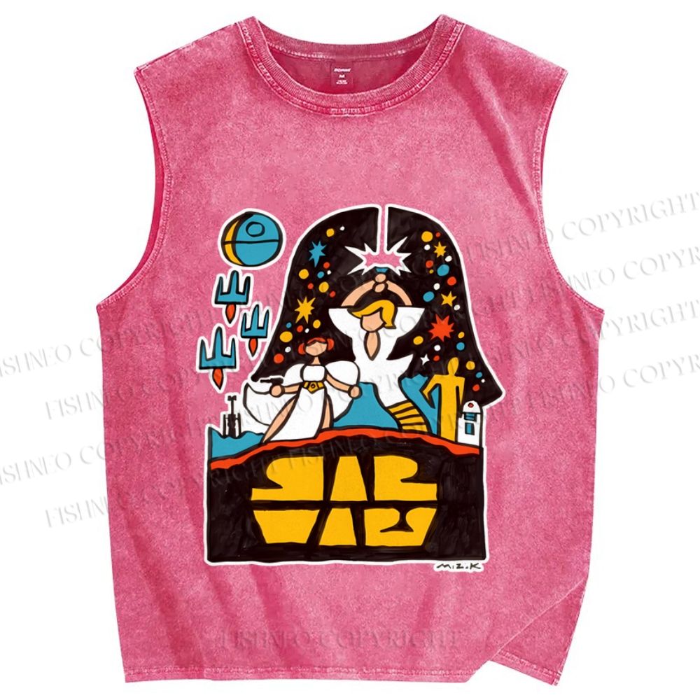 Unisex Star Wars Graffiti Printed Washed Tank Top