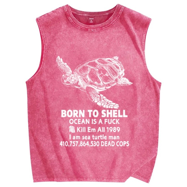 Unisex Born To Shell Printed Washed Tank Top