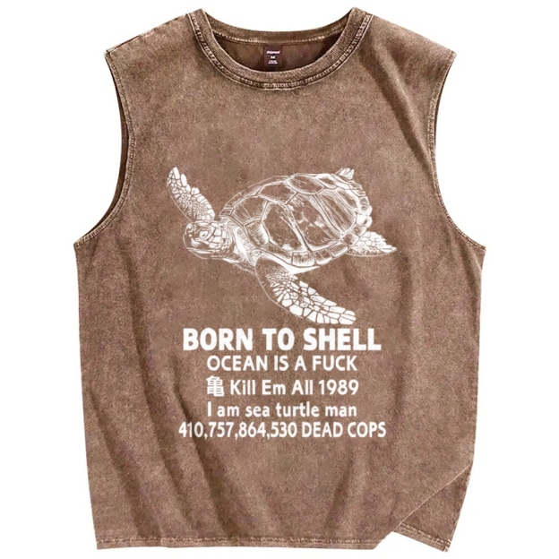 Unisex Born To Shell Printed Washed Tank Top