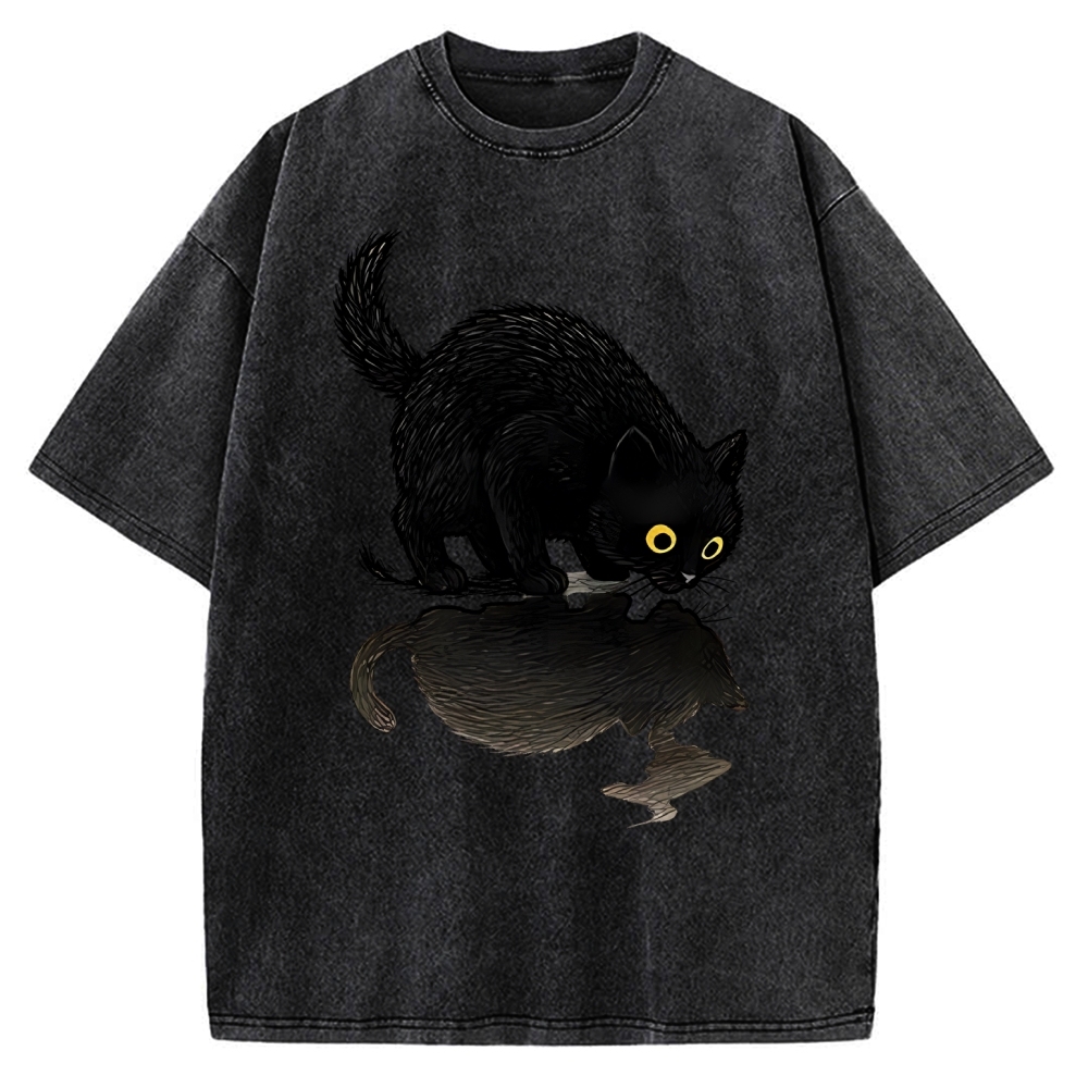 Cat Drinking Water Vintage Washed T-shirt