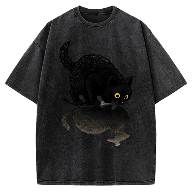 Cat Drinking Water Vintage Washed T-shirt