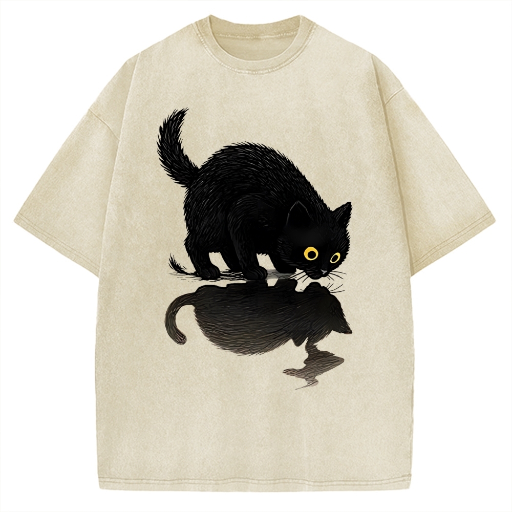 Cat Drinking Water Vintage Washed T-shirt