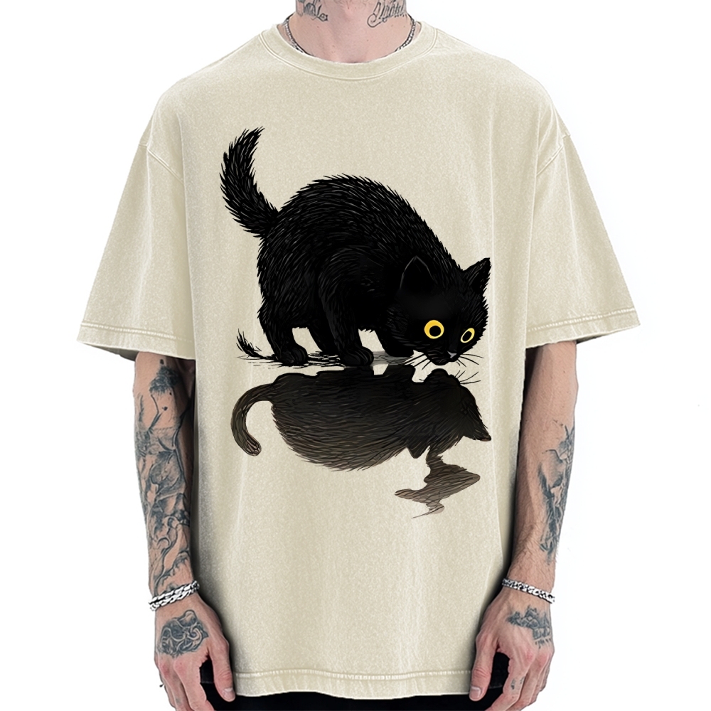 Cat Drinking Water Vintage Washed T-shirt