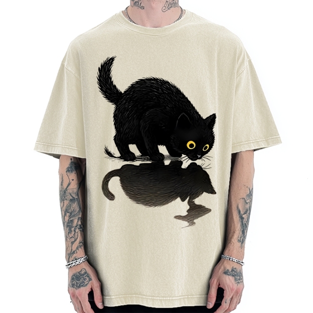 Cat Drinking Water Vintage Washed T-shirt