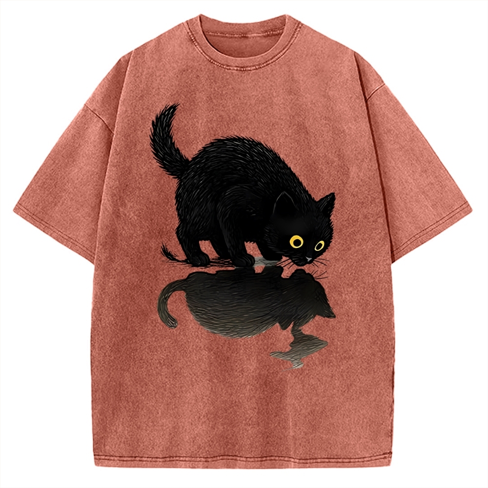 Cat Drinking Water Vintage Washed T-shirt
