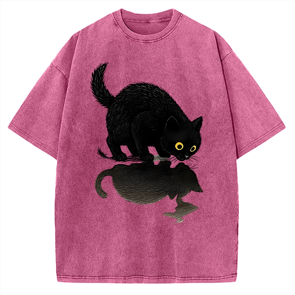 Cat Drinking Water Vintage Washed T-shirt