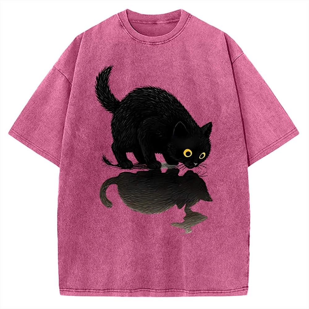 Cat Drinking Water Vintage Washed T-shirt