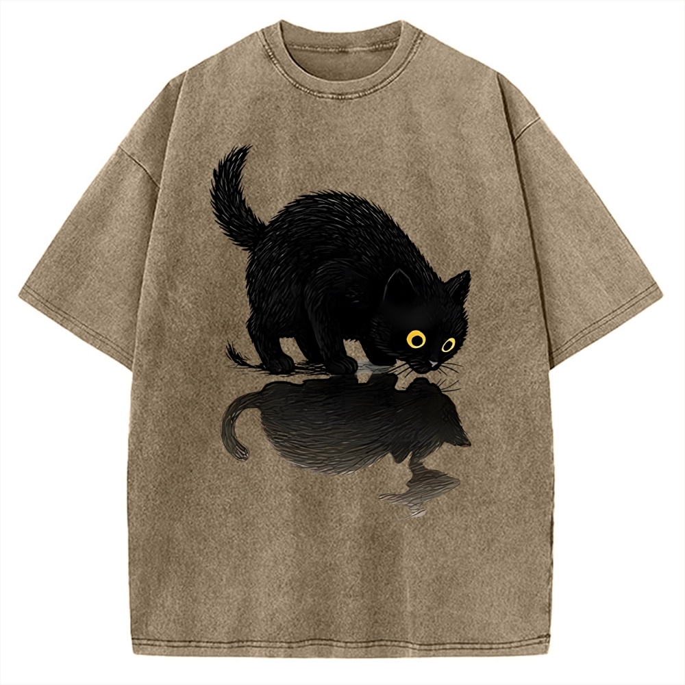 Cat Drinking Water Vintage Washed T-shirt