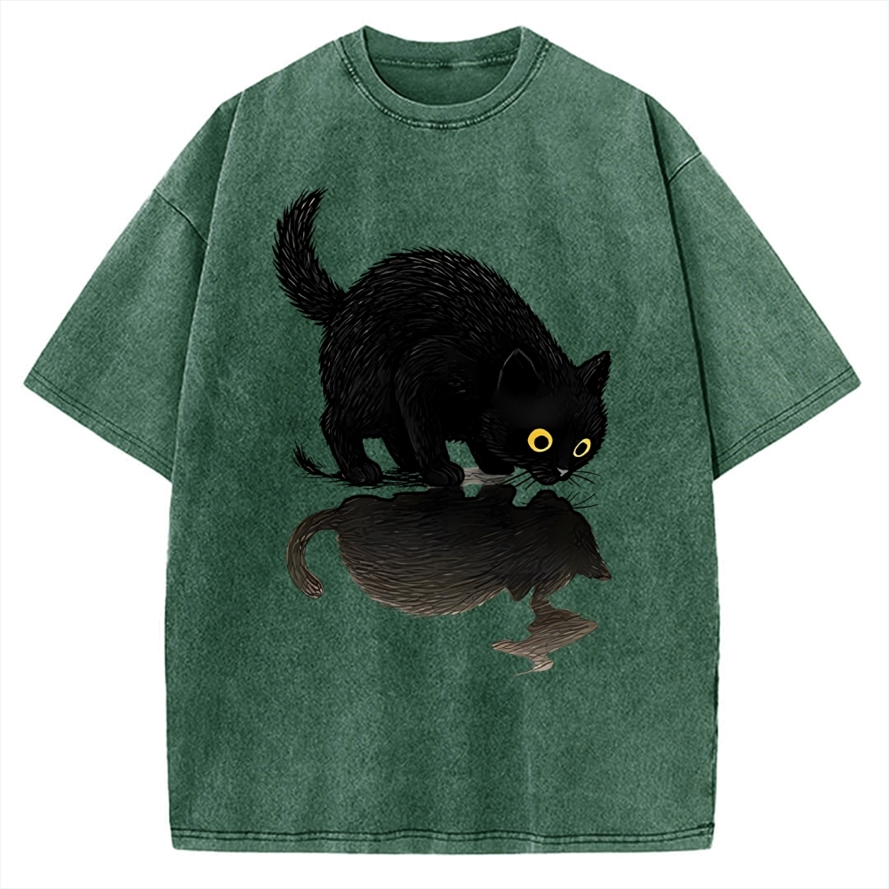 Cat Drinking Water Vintage Washed T-shirt