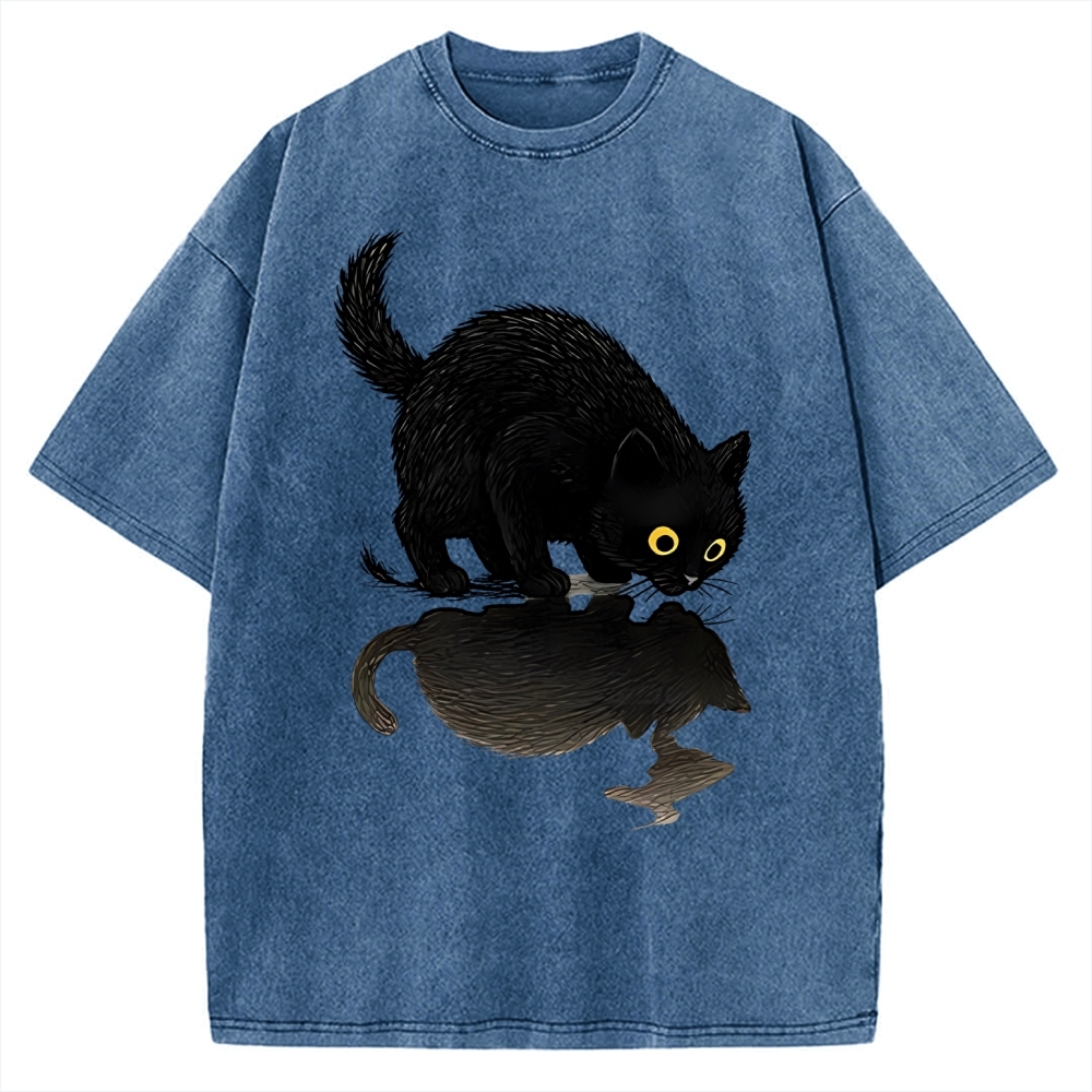Cat Drinking Water Vintage Washed T-shirt