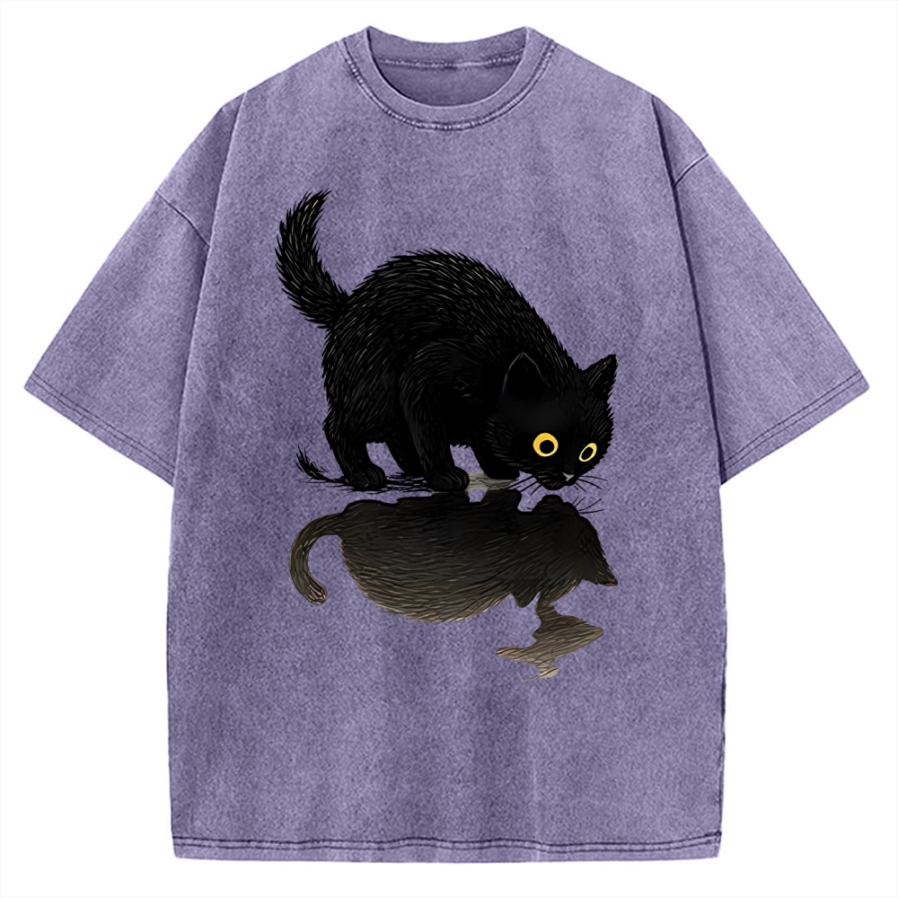 Cat Drinking Water Vintage Washed T-shirt