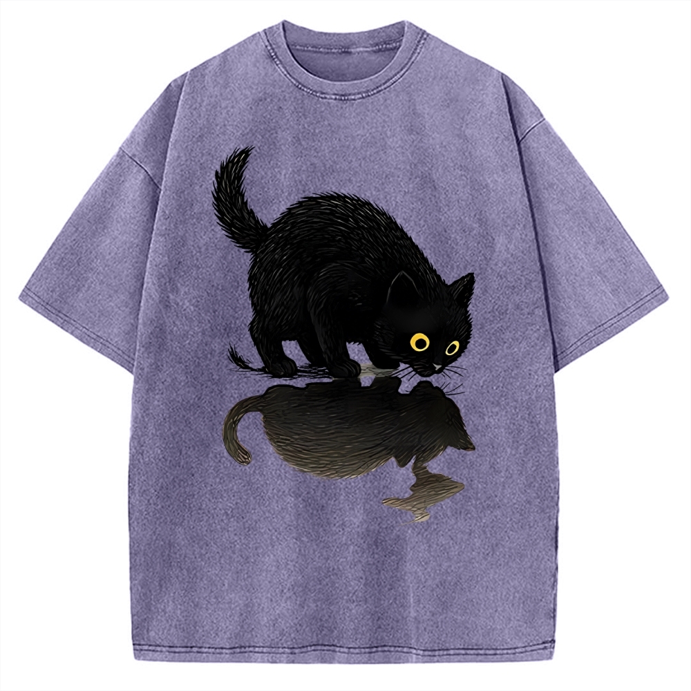 Cat Drinking Water Vintage Washed T-shirt