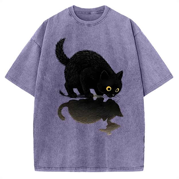 Cat Drinking Water Vintage Washed T-shirt