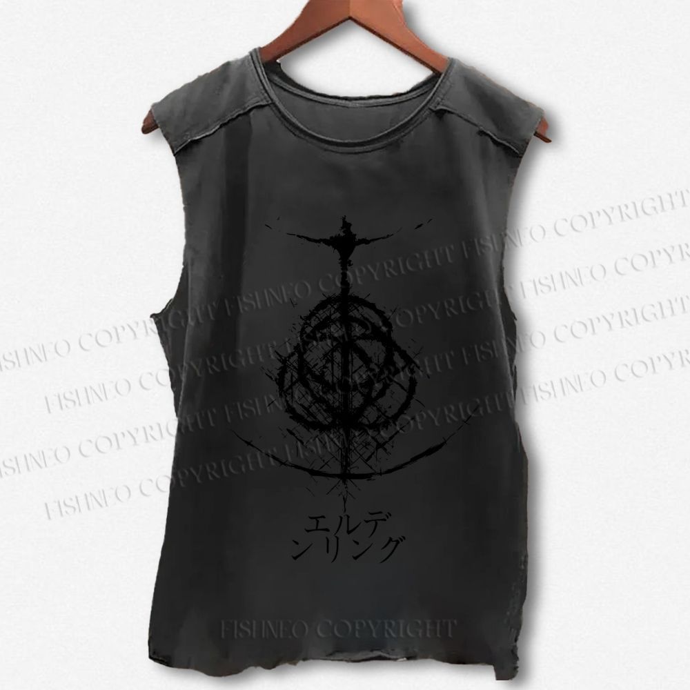 Unisex Elden Ring Printed Washed Tank Top