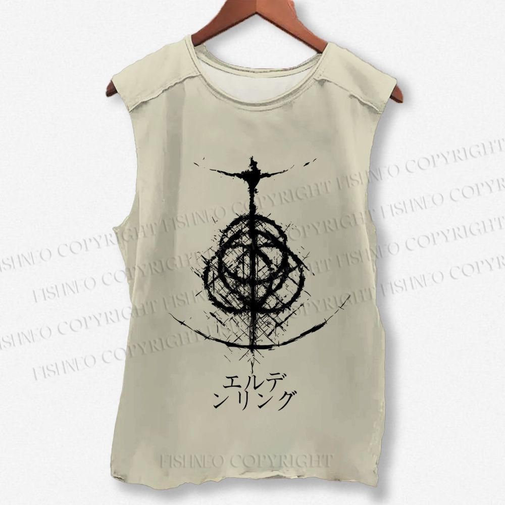 Unisex Elden Ring Printed Washed Tank Top
