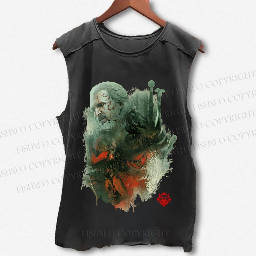 Unisex The Witcher Printed Washed Tank Top