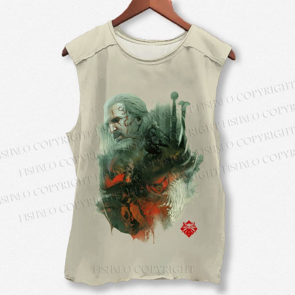 Unisex The Witcher Printed Washed Tank Top