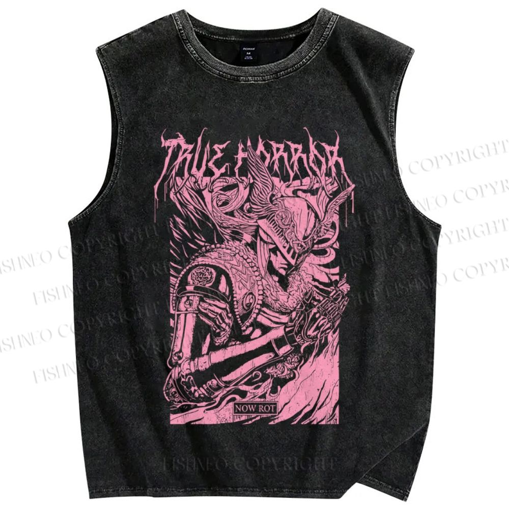 Unisex Vintage Elden Ring Graffiti Printed Washed Tank Top