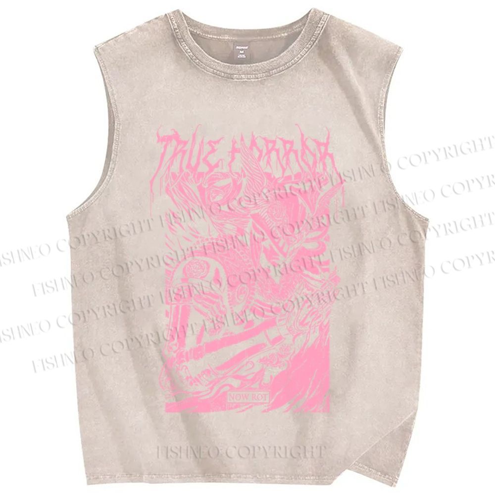 Unisex Vintage Elden Ring Graffiti Printed Washed Tank Top