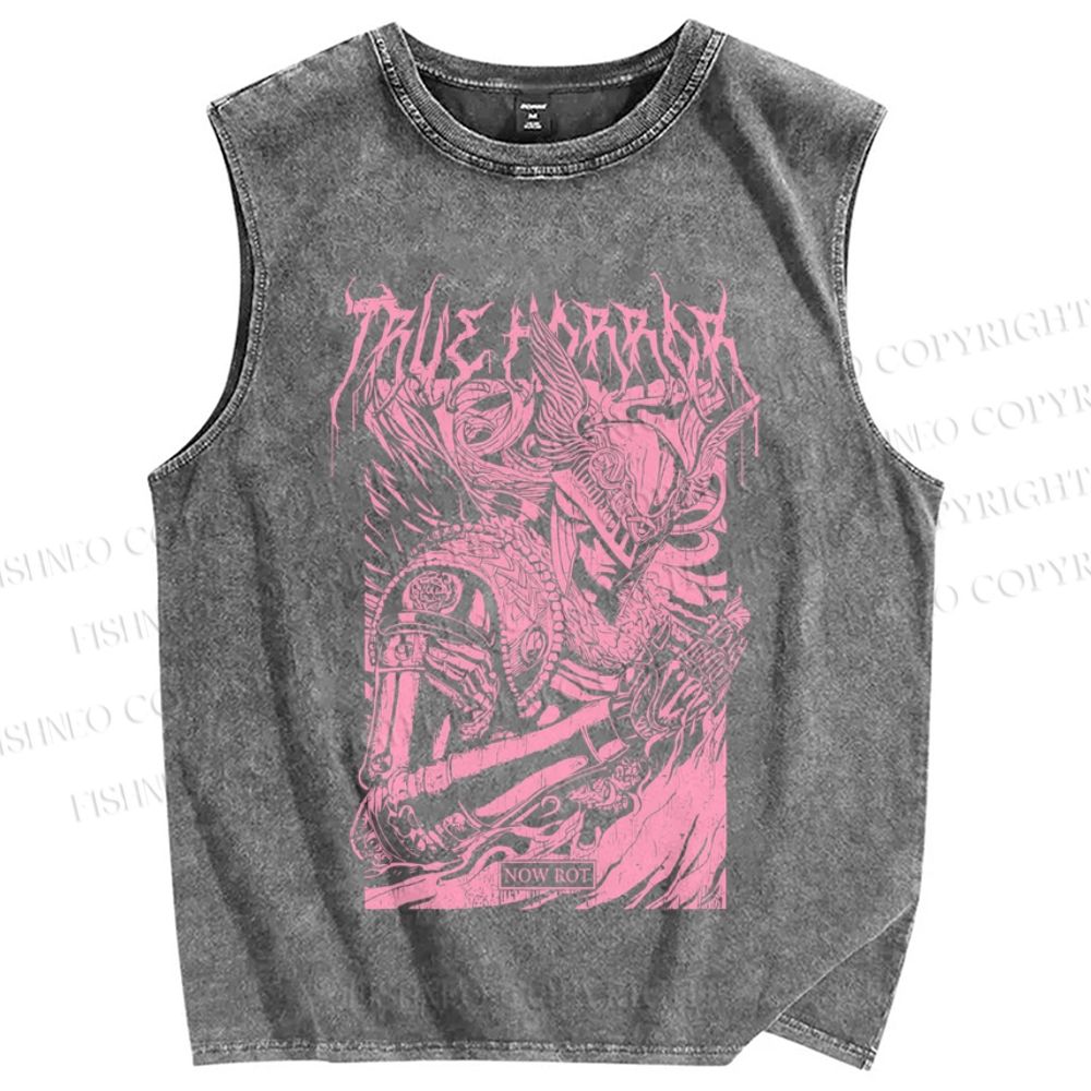 Unisex Vintage Elden Ring Graffiti Printed Washed Tank Top