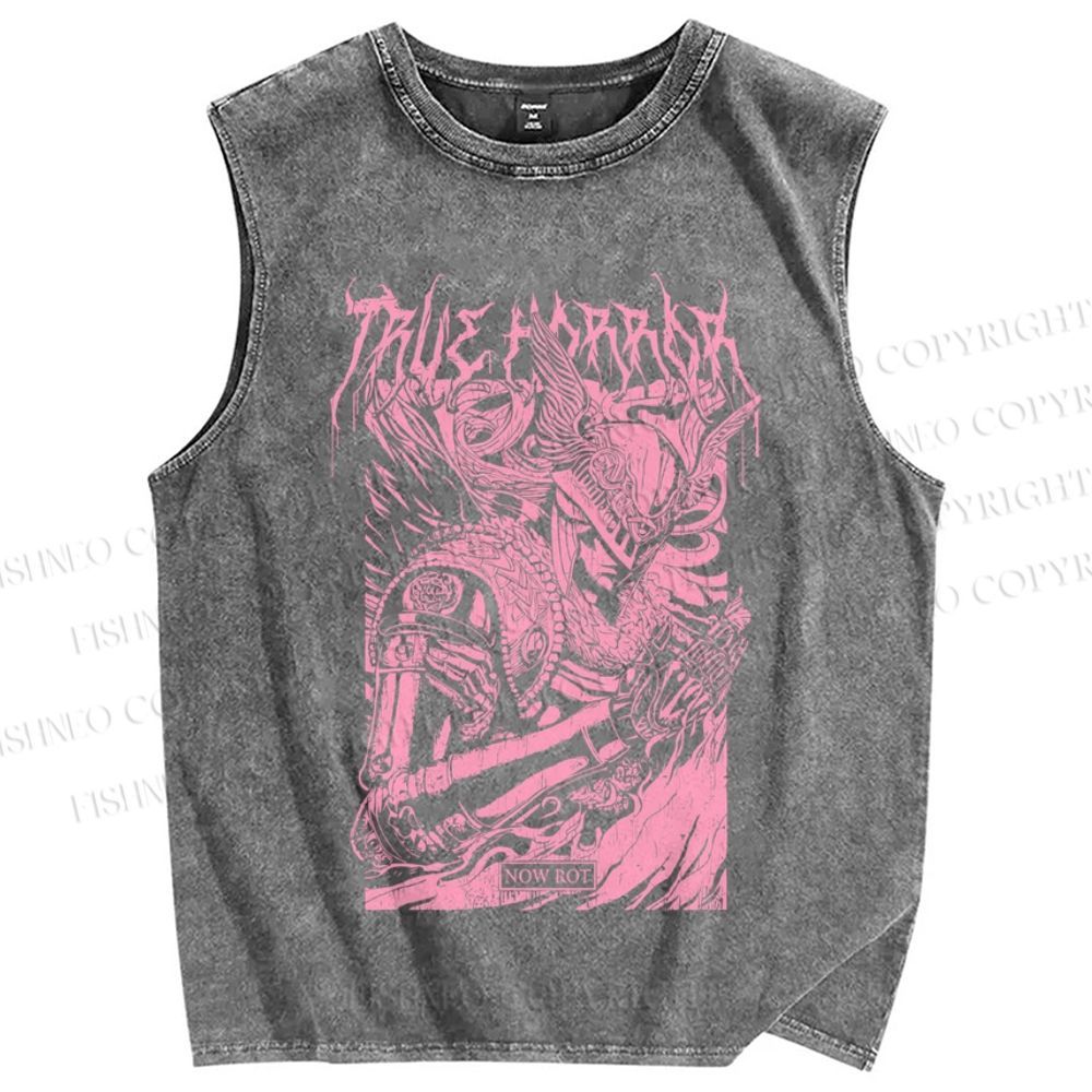 Unisex Vintage Elden Ring Graffiti Printed Washed Tank Top